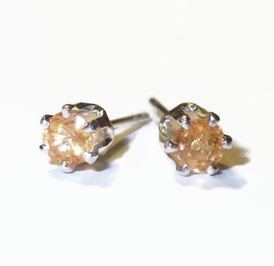 Mandarin Spessartite Garnet Gemstone Stud Earrings in Solid Sterling Silver - image2